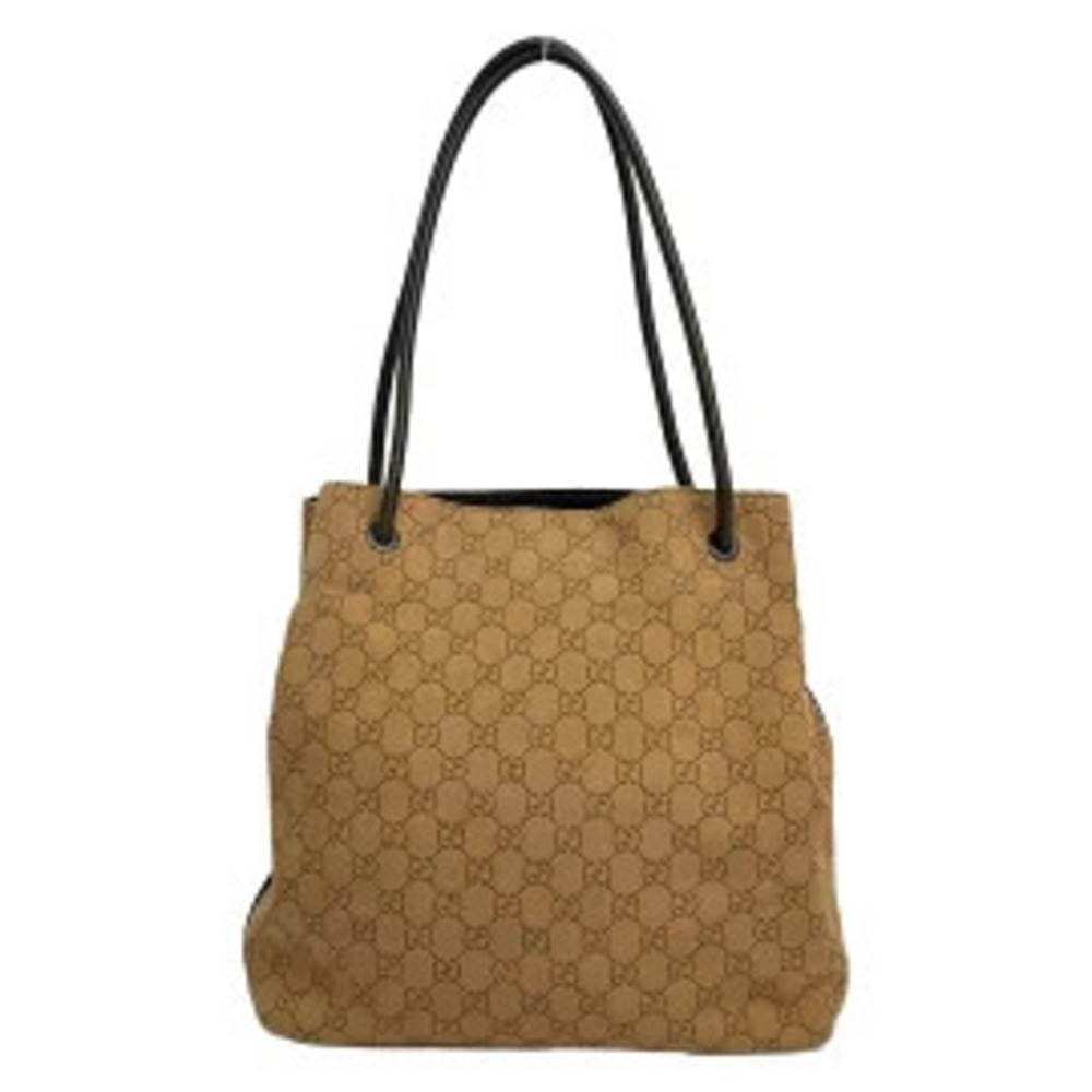 Gucci GG Tote Bag Drawstring Brown x Dark Leather